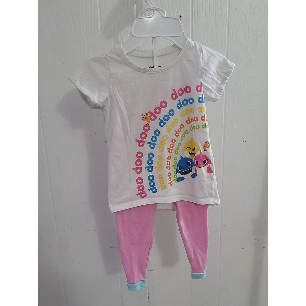 Pinkfong 4T Girls White & Pink Baby Shark Outfit